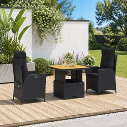 Durable 3 Piece Garden Dining Set with Adjustable Table