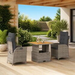 Durable 3-Piece Garden Dining Set with Adjustable Features