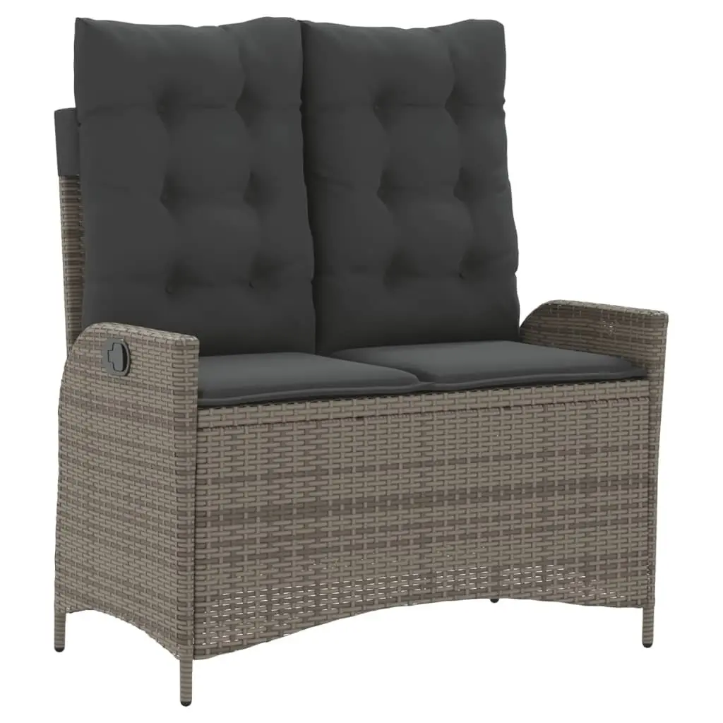 2-Piece Garden Dining Set with Cushions Grey Rattan