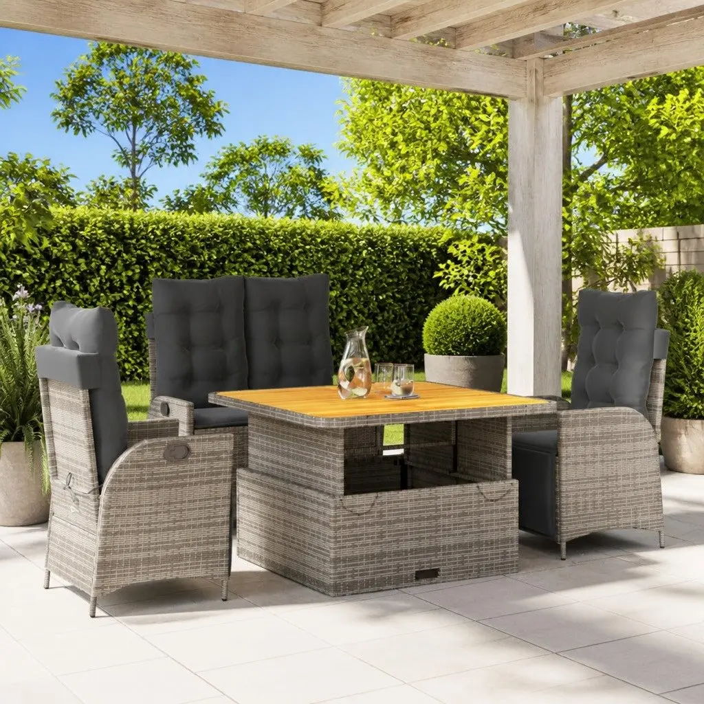 4 Piece Garden Dining Set with Adjustable Chairs