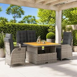 Durable 4 Piece Garden Dining Set with Adjustable Chairs