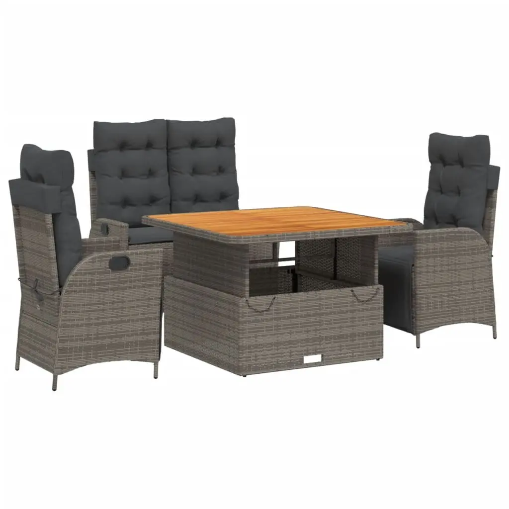 4 Piece Garden Dining Set with Adjustable Chairs