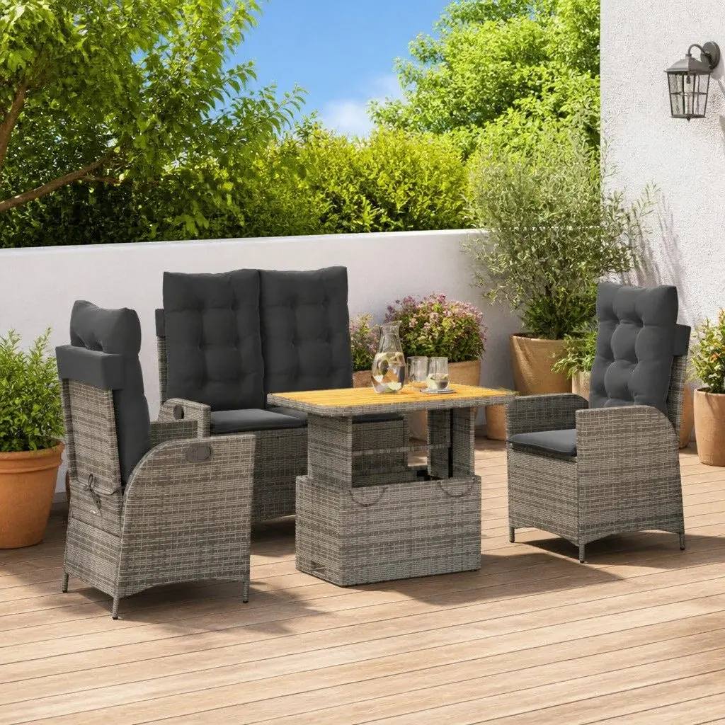 4 Piece Garden Dining Set with Adjustable Backrest