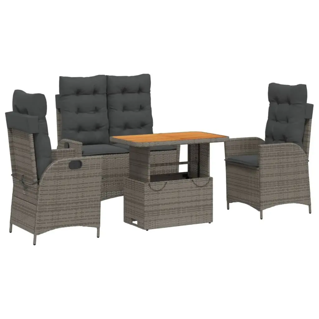 4 Piece Garden Dining Set with Adjustable Backrest