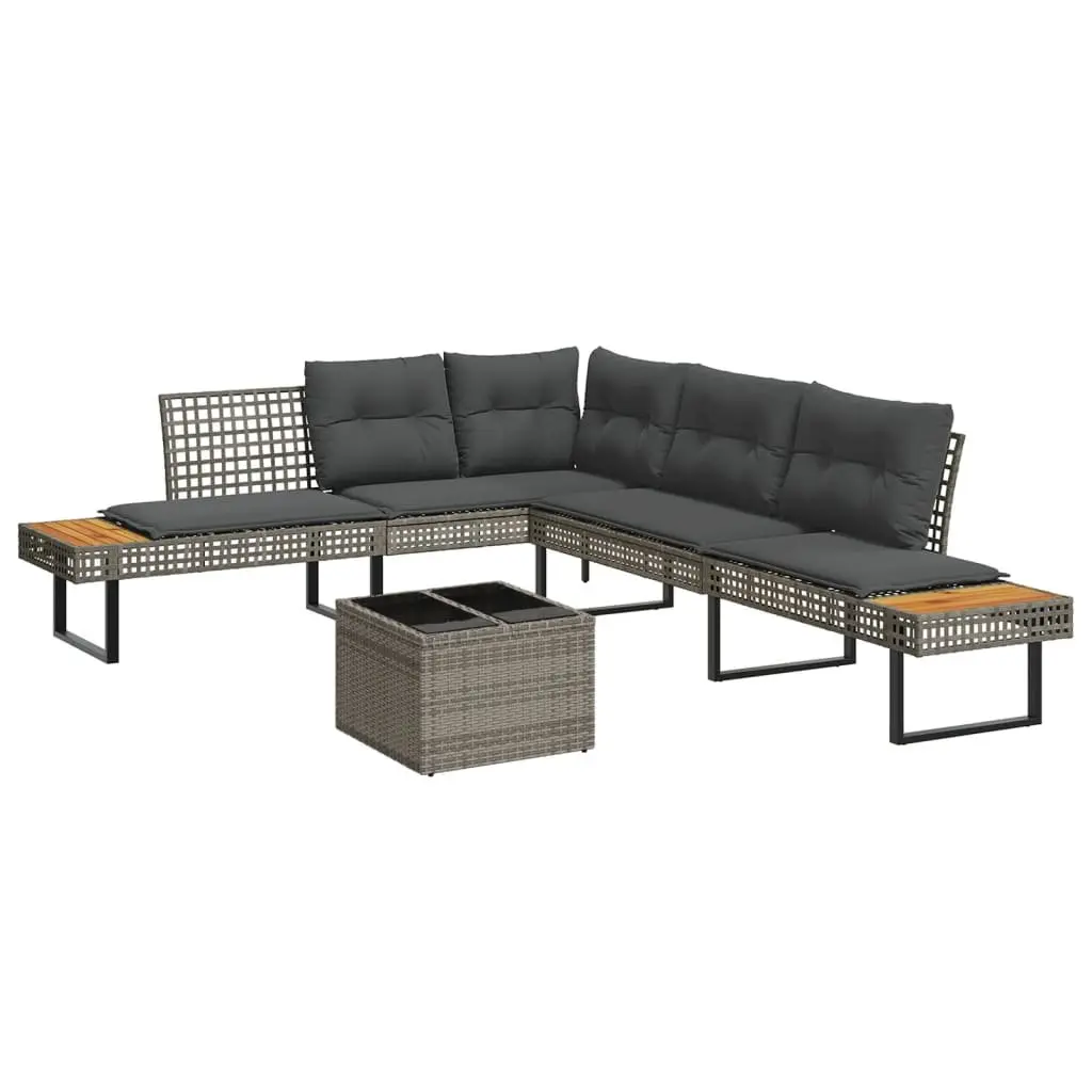 2 Piece Grey Garden Sofa Set with Cushions