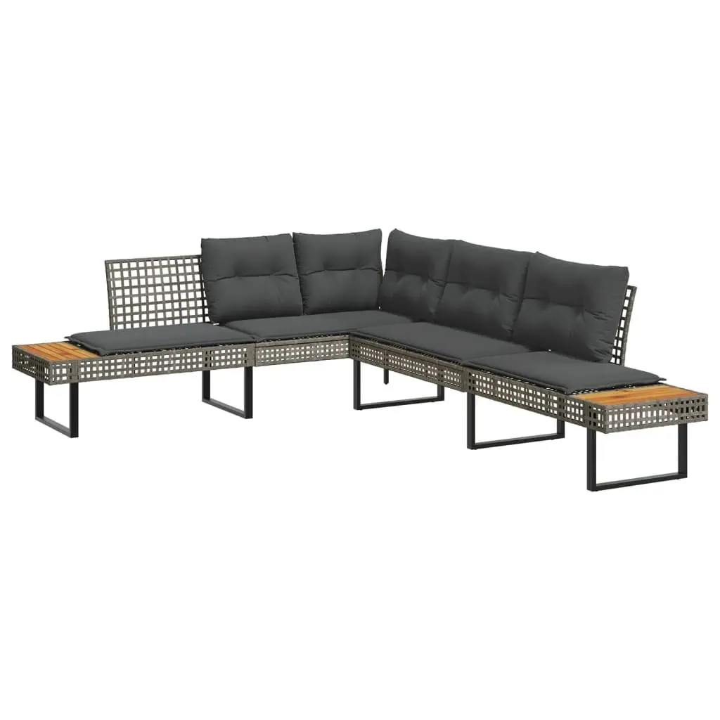 2 Piece Grey Garden Sofa Set with Cushions