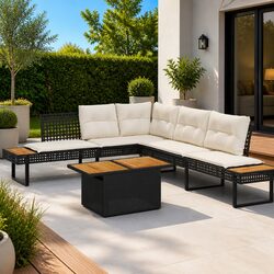 High-Quality 2 Piece Garden Sofa Set in Black Rattan