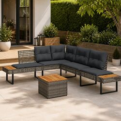 Durable Grey Poly Rattan Garden Sofa Set for Outdoors