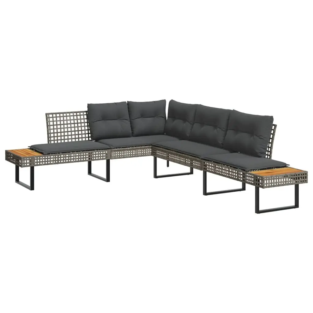 Garden Sofa Set PE Rattan 2 Piece Grey with Cushions