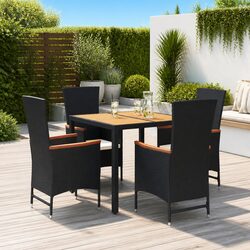 Sturdy 5 Piece Outdoor Dining Set with Black Rattan