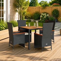 Sturdy 5 Piece Garden Dining Set with Poly Rattan Chairs