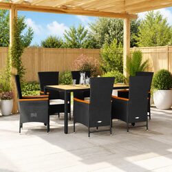 7-Piece Garden Dining Set with Poly Rattan Chairs