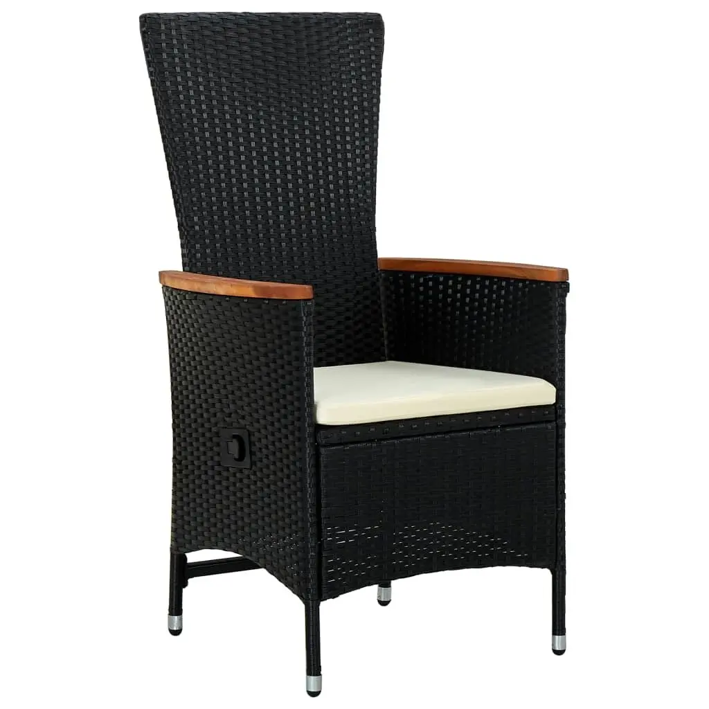 9-Piece Black Poly Rattan Garden Dining Set