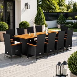 Premium 11 Piece Black Rattan Outdoor Dining Set