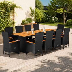 Durable 11 Piece Garden Dining Set with Cushions