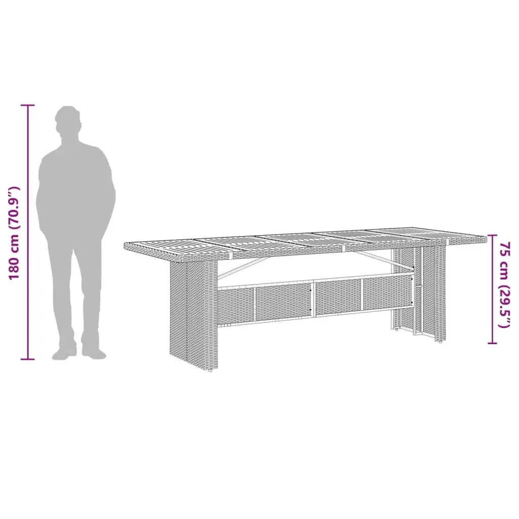 Garden Dining Set PE Rattan 9 Piece Outdoor Furniture Grey Patio Table Chairs