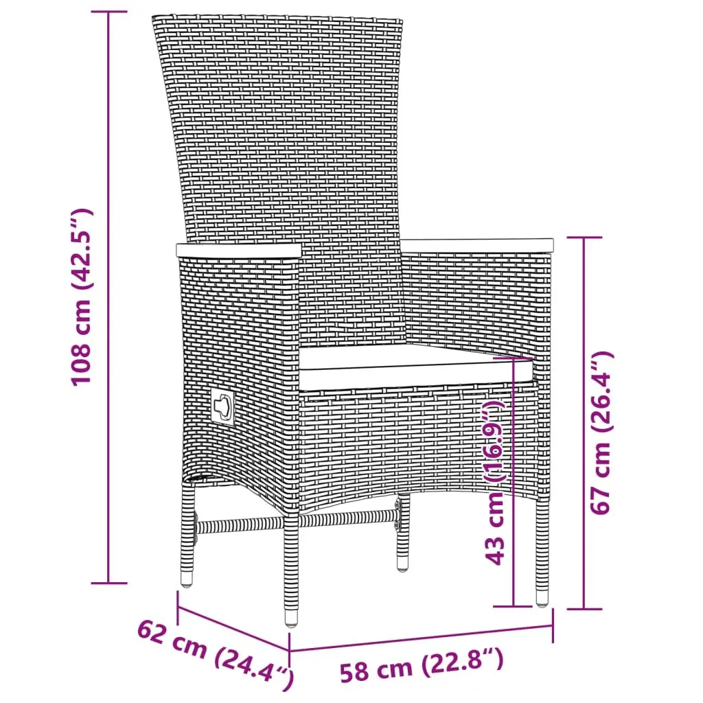 11 Piece Grey Garden Dining Set with Cushions