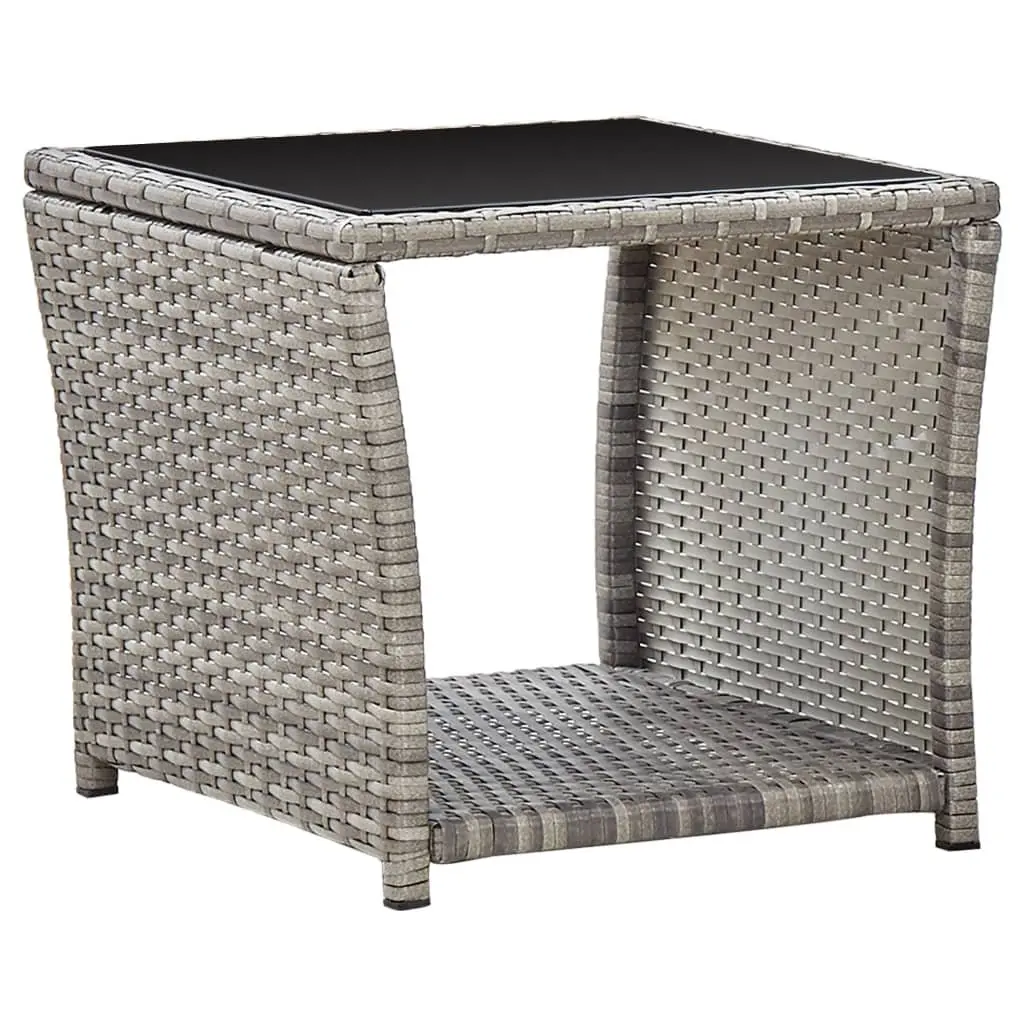 Garden Dining Set PE Rattan 3 Piece Grey Outdoor Furniture Patio Table Chairs