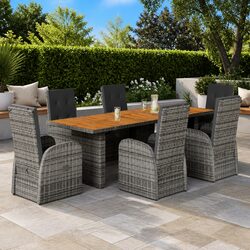 Sturdy 7 Piece Outdoor Garden Dining Set with Rattan Chairs