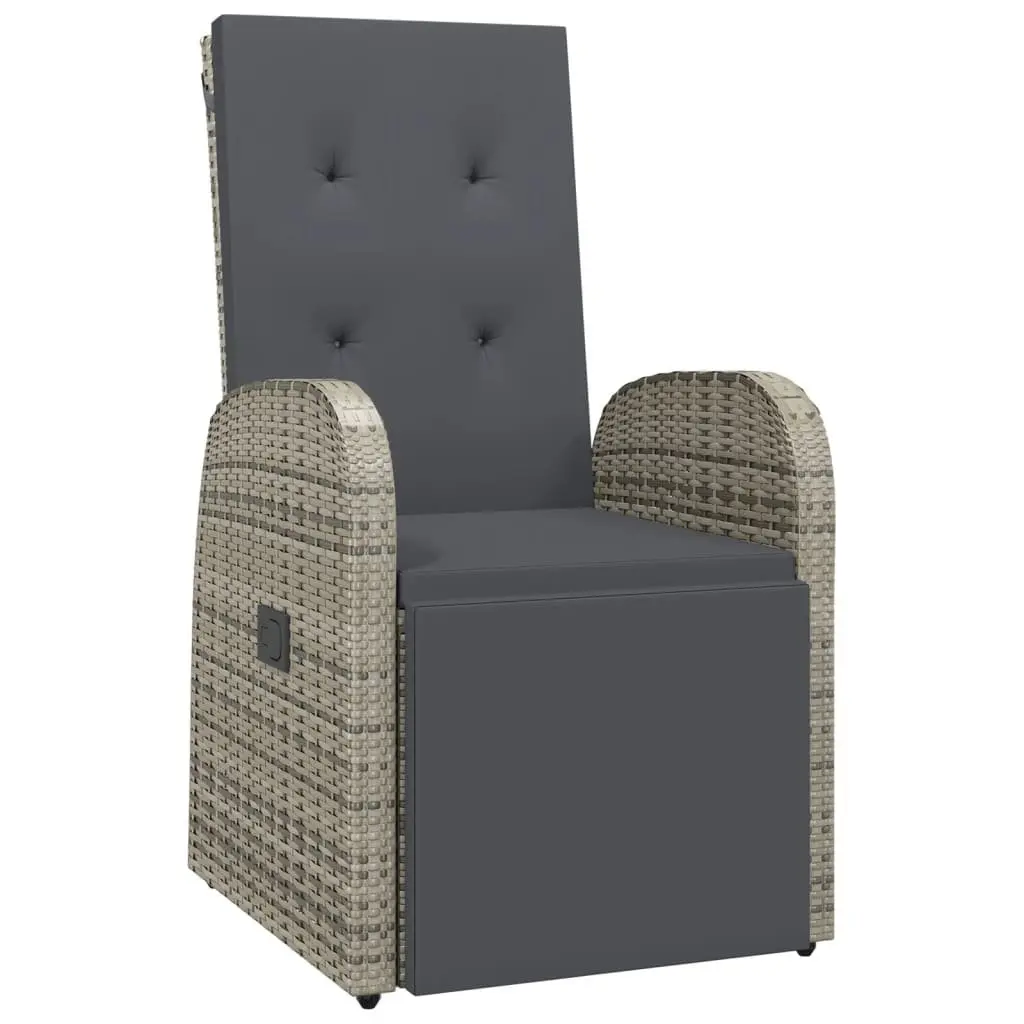 9-Piece Grey Poly Rattan Garden Dining Set with Cushions