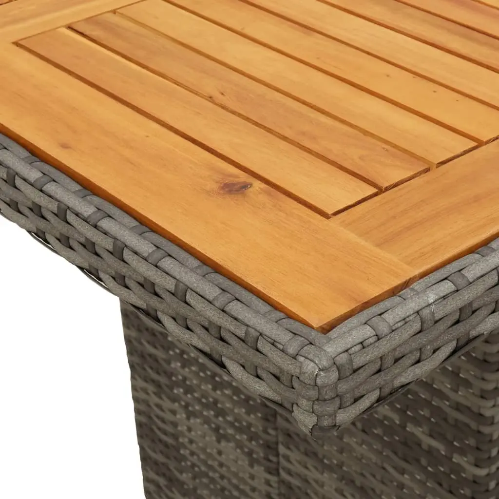 11 Piece Garden Dining Set PE Rattan Acacia Wood Grey Outdoor Furniture