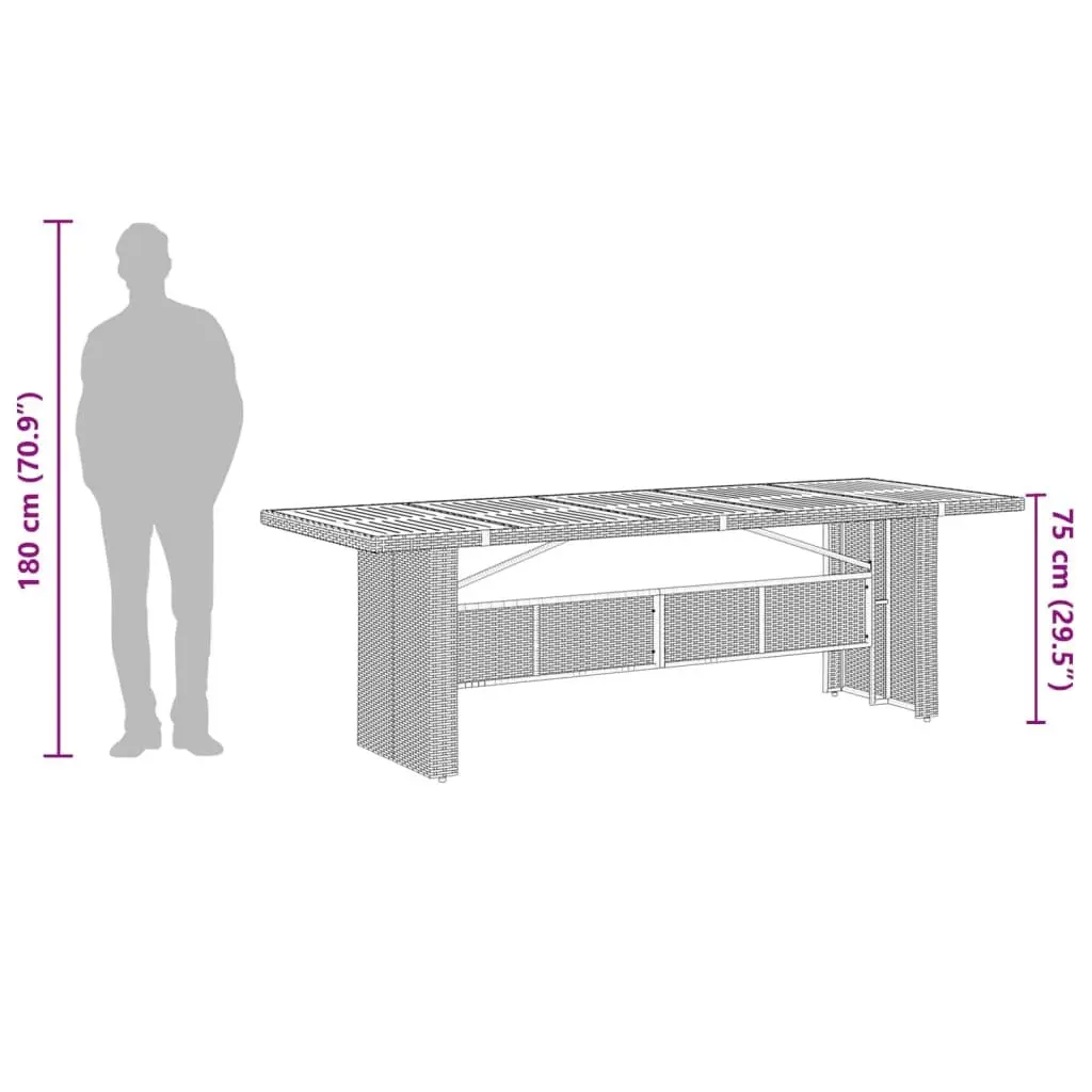 11 Piece Garden Dining Set PE Rattan Acacia Wood Grey Outdoor Furniture