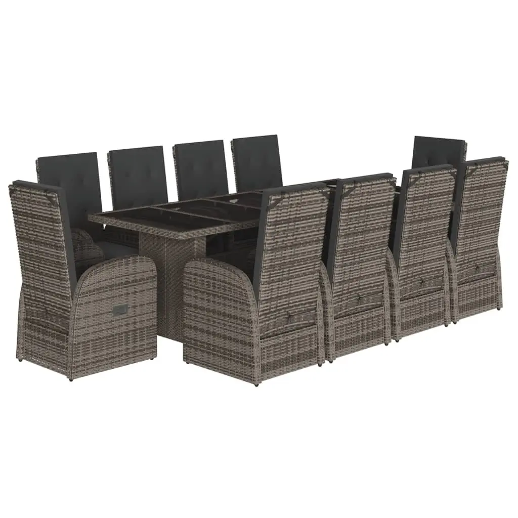 Grey Poly Rattan 11-Piece Garden Dining Set