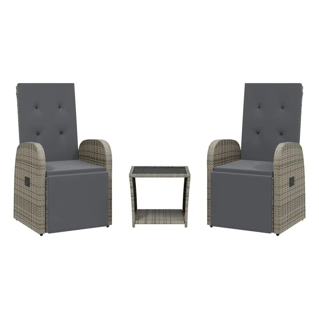 3 Piece Outdoor Dining Set with Adjustable Backrest