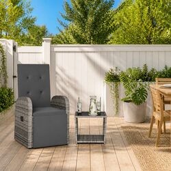 2-Piece Grey Outdoor Dining Set with Adjustable Backrest