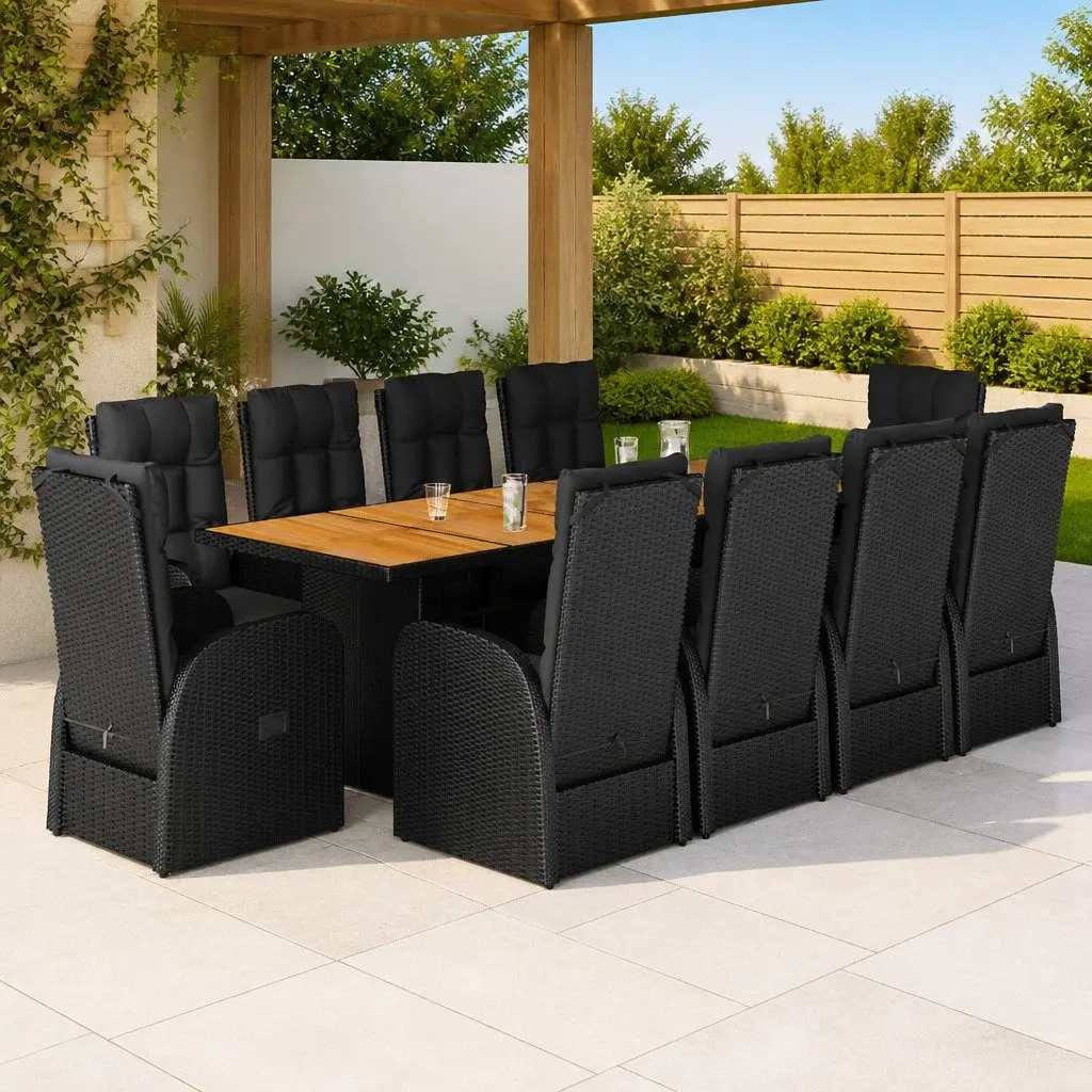 11-Piece Outdoor Dining Set with Cushioned Seats