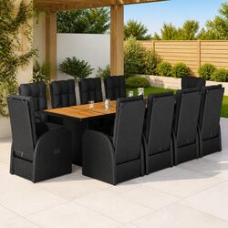 Durable 11-Piece Outdoor Dining Set with Cushioned Seats