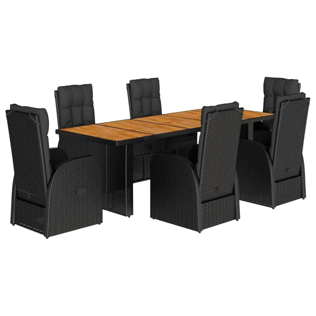 7 Piece Black Rattan Garden Dining Set