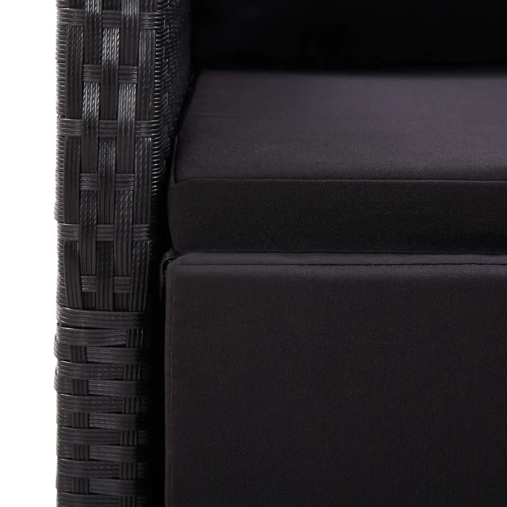 7 Piece Black Rattan Garden Dining Set