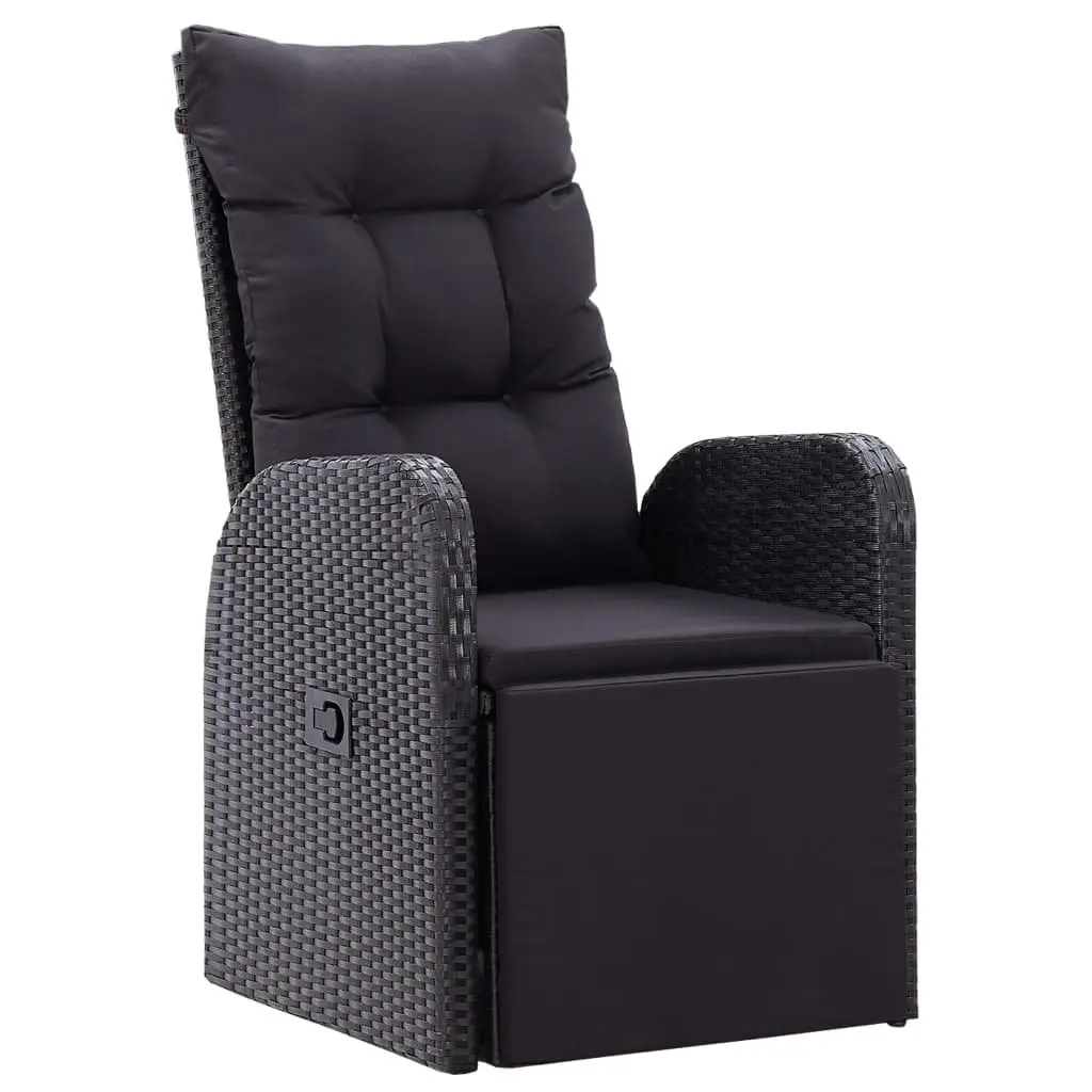 11 Piece Black Rattan Garden Dining Set with Cushions