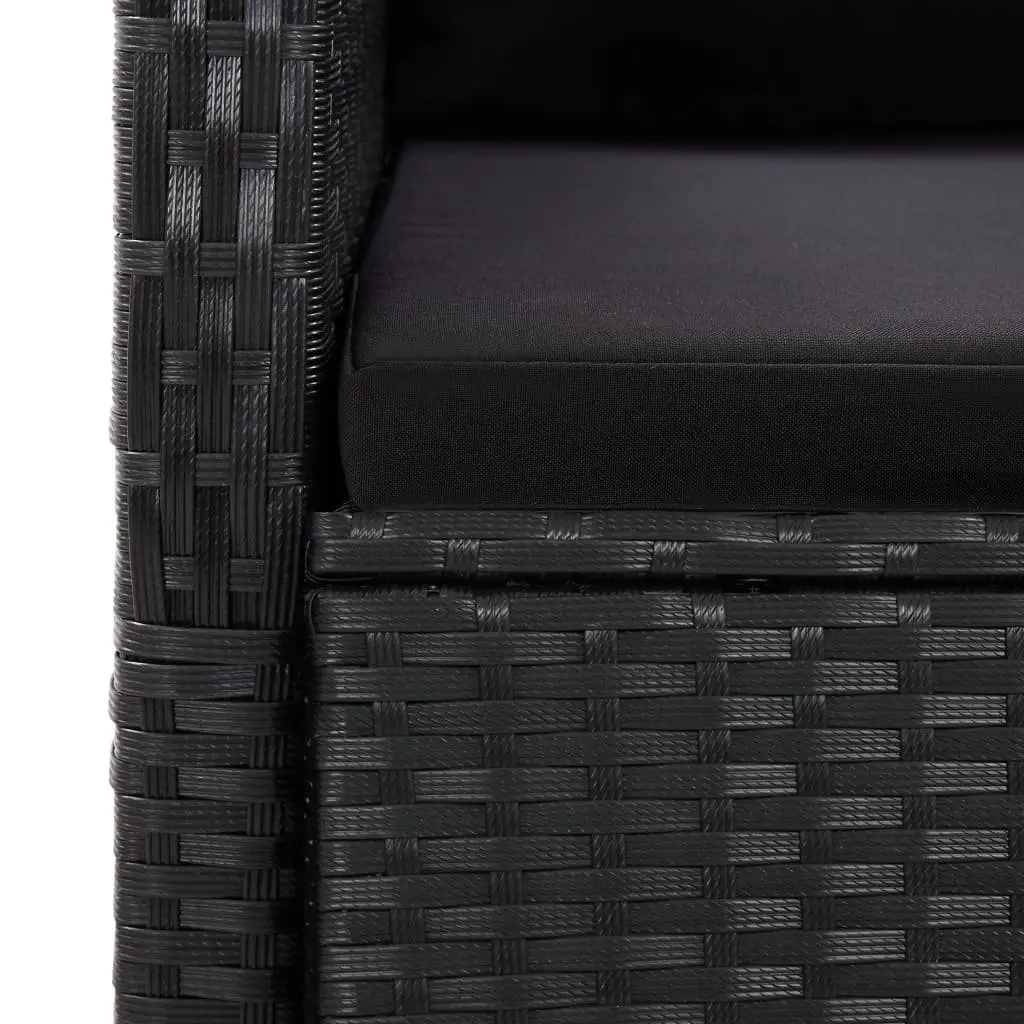 11 Piece Black Poly Rattan Garden Dining Set