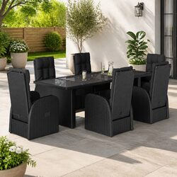 Durable 7 Piece Garden Dining Set with Cushioned Chairs