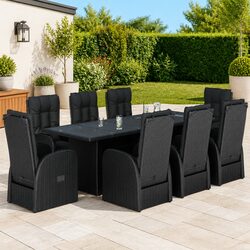 Durable 9 Piece Outdoor Garden Dining Set with Cushions