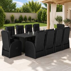 Premium 11-Piece Black Poly Rattan Garden Dining Set