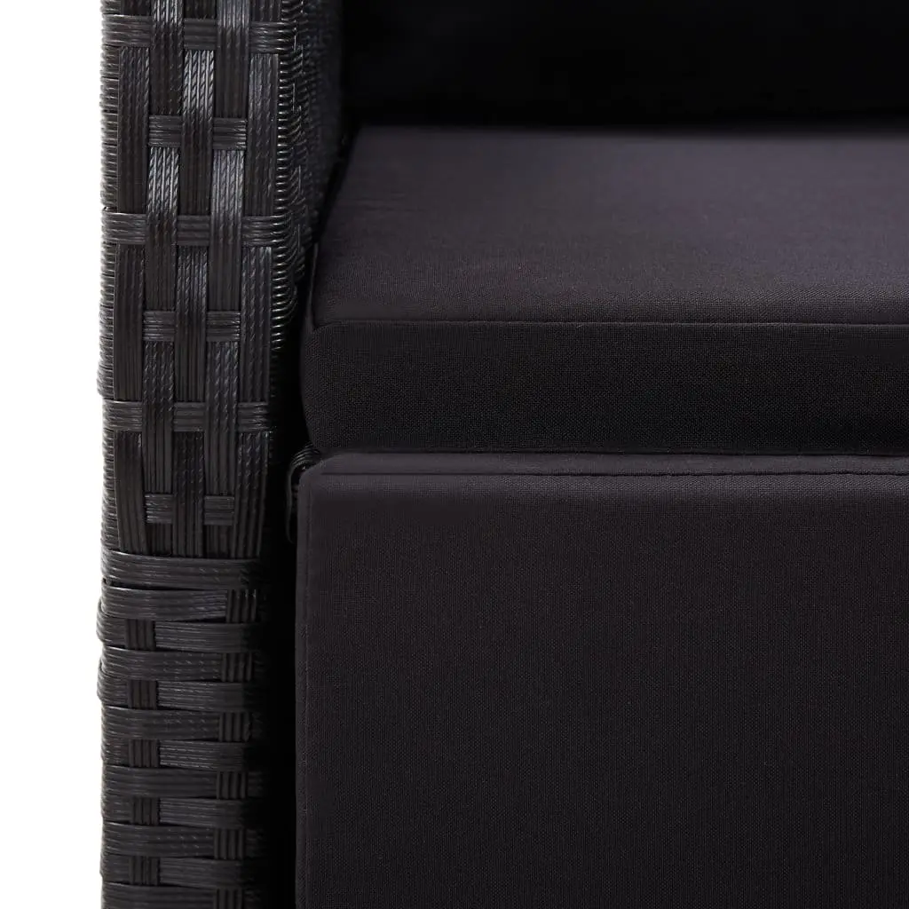 11-Piece Black Poly Rattan Garden Dining Set