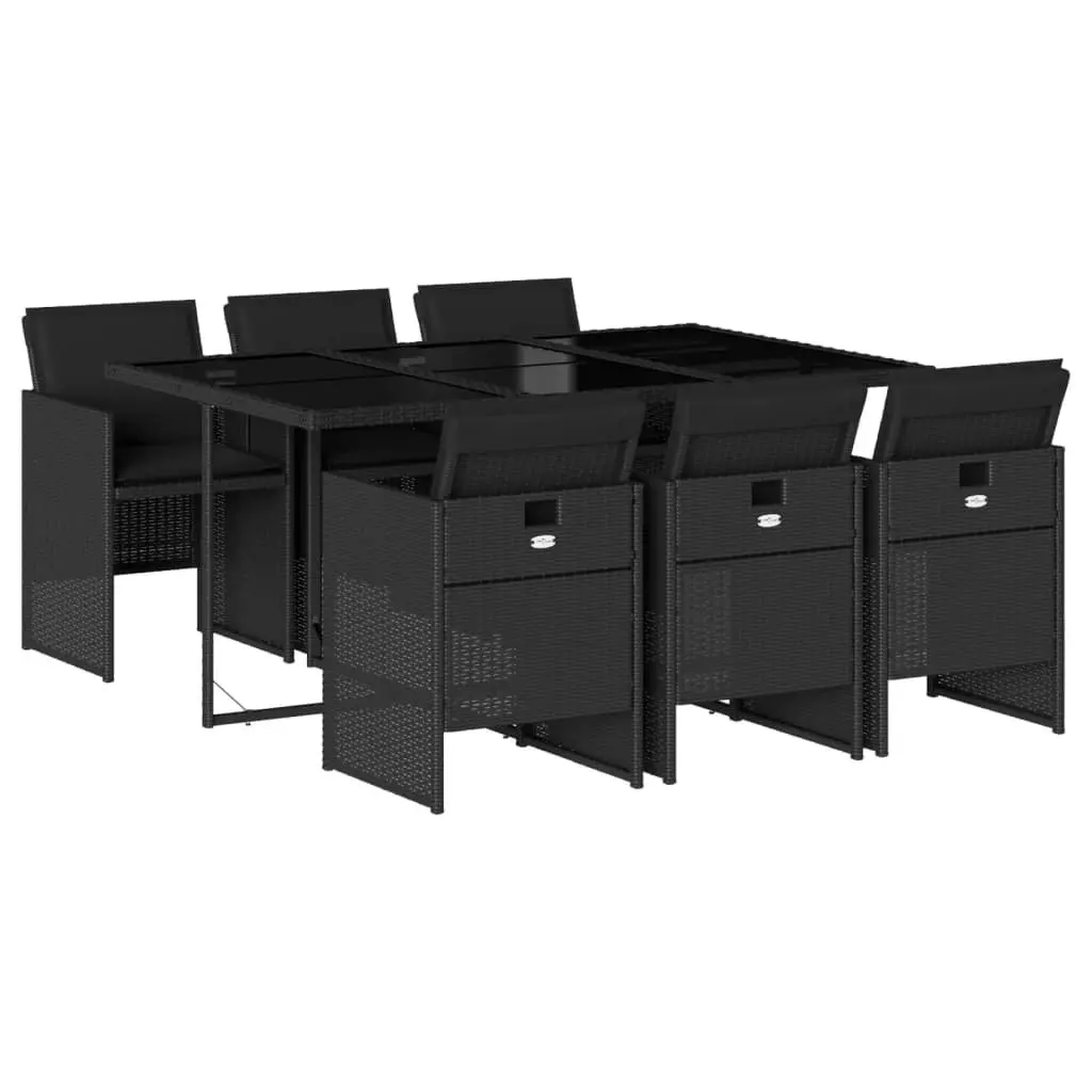 Black Poly Rattan 7 Piece Outdoor Dining Set