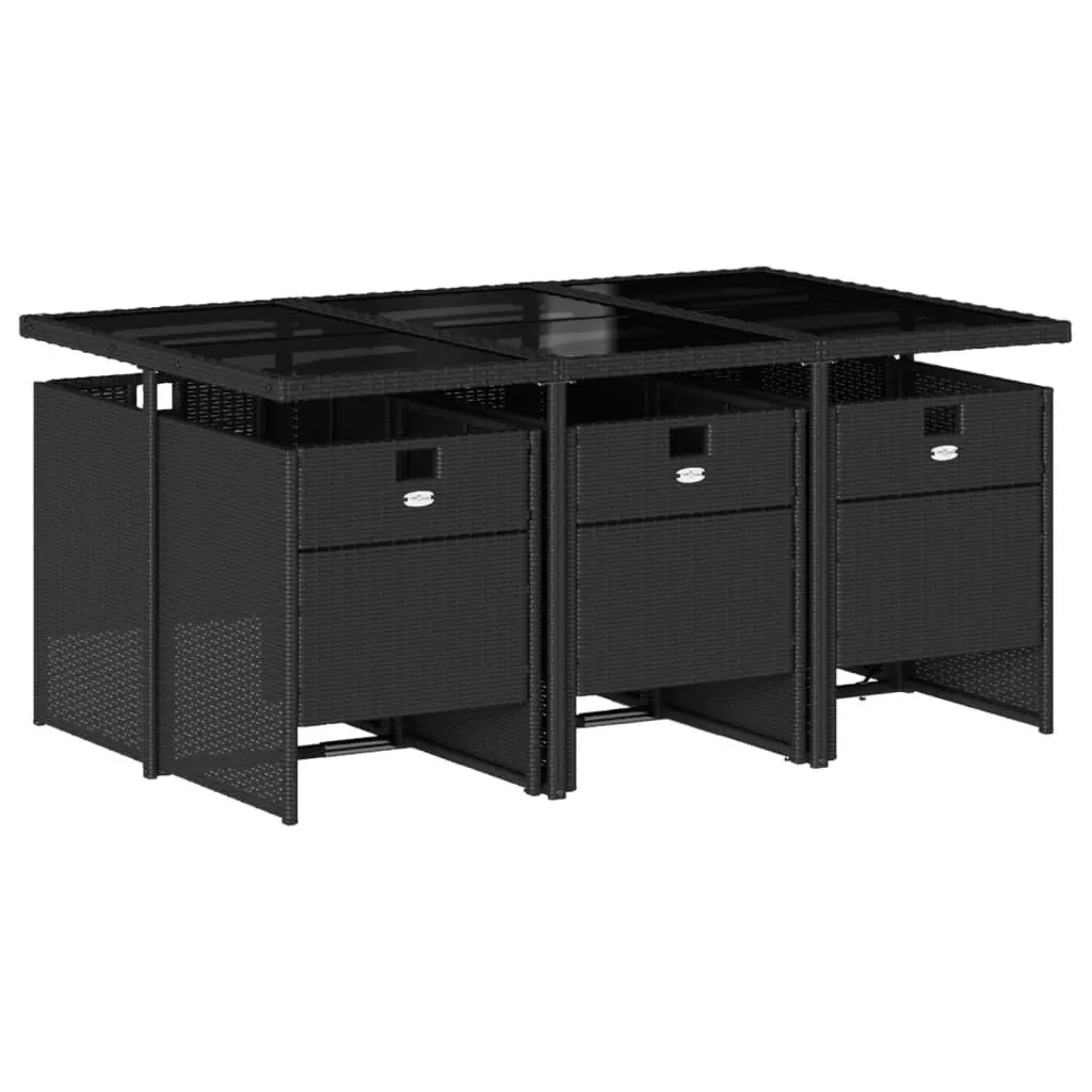 Black Poly Rattan 7 Piece Outdoor Dining Set