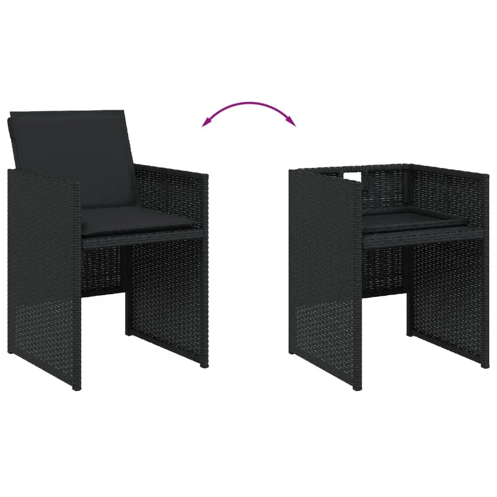 Black Poly Rattan 7 Piece Outdoor Dining Set