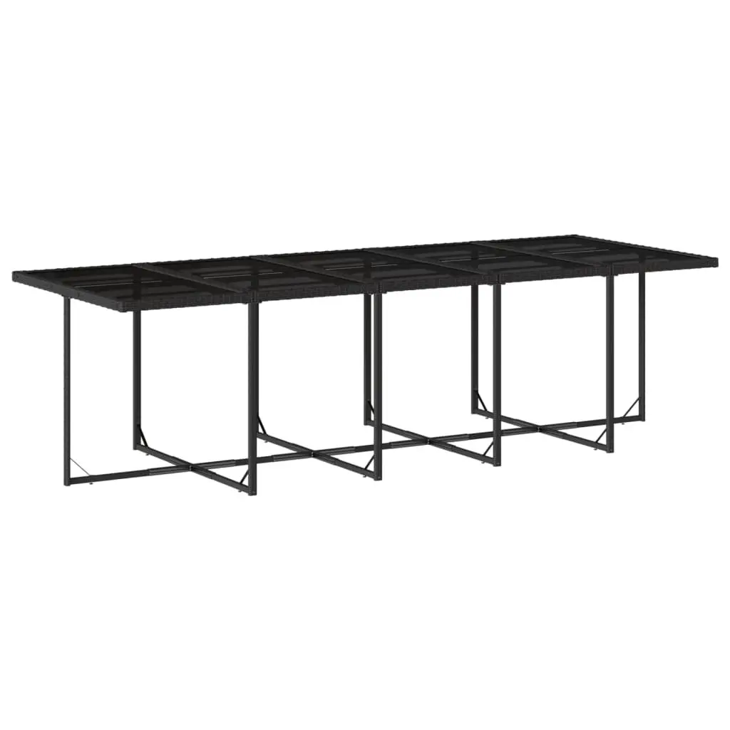 11-Piece Black Poly Rattan Garden Dining Set