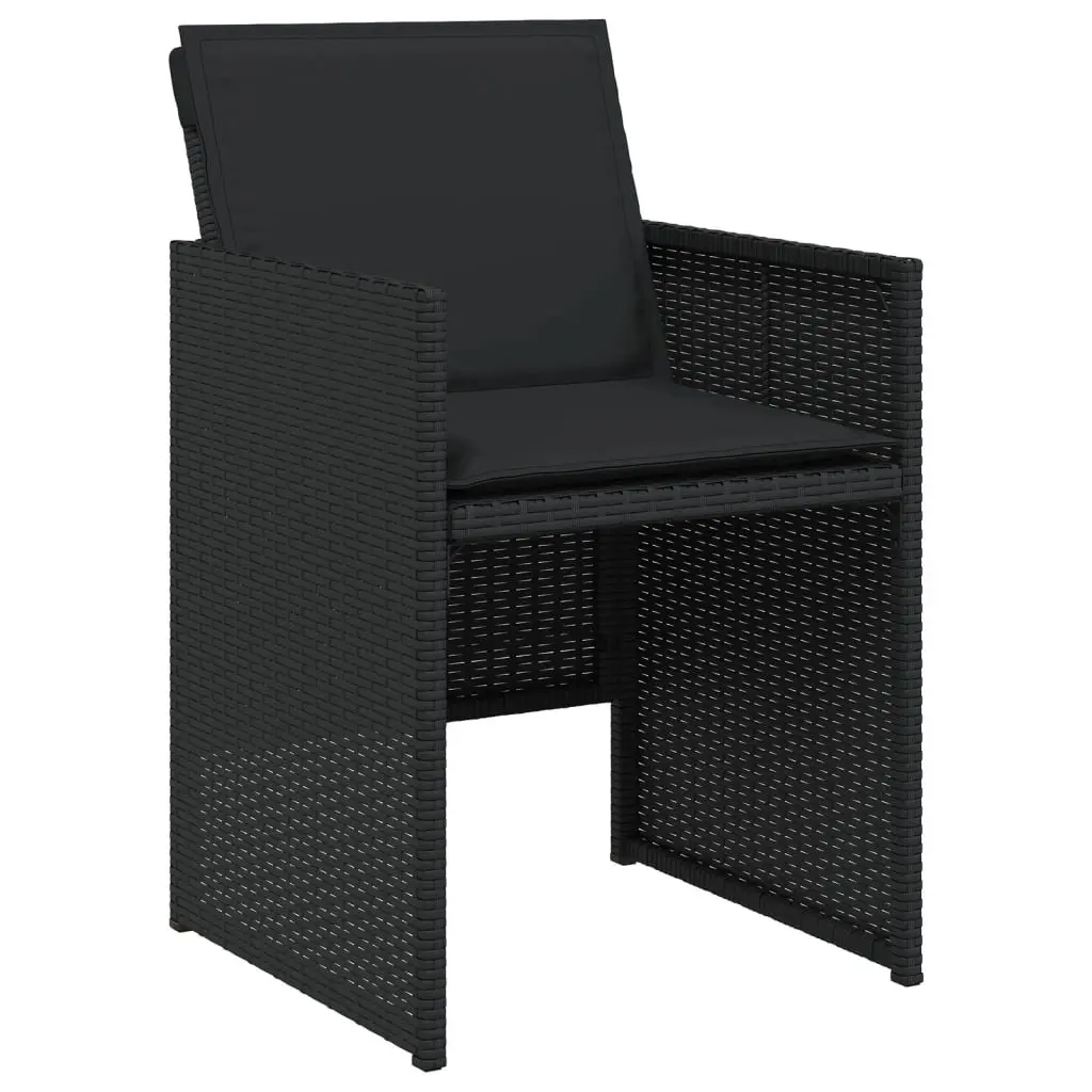11-Piece Black Poly Rattan Garden Dining Set