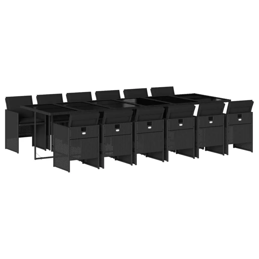 13-Piece Black Outdoor Dining Set with Cushions