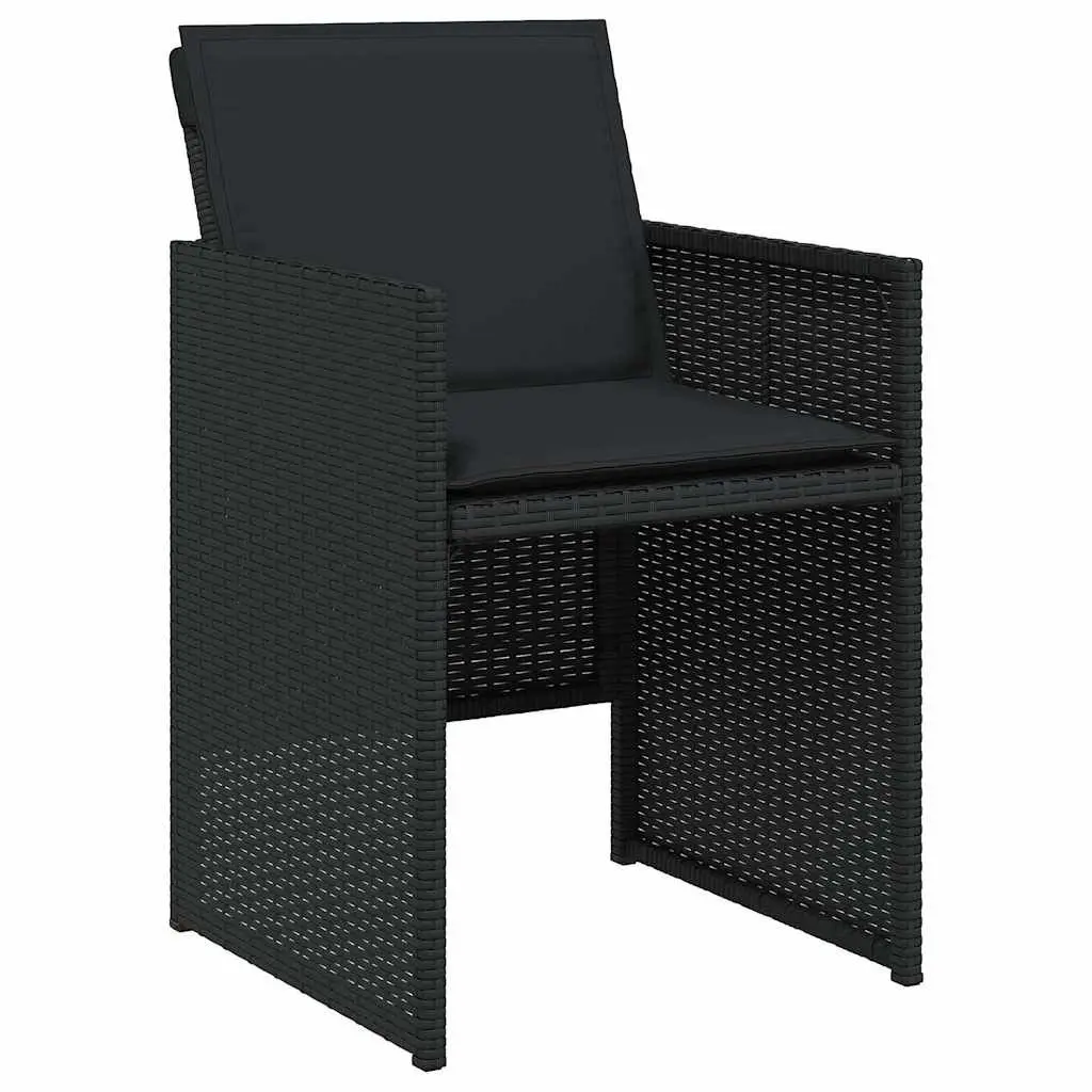 9 Piece Black Poly Rattan Garden Dining Set