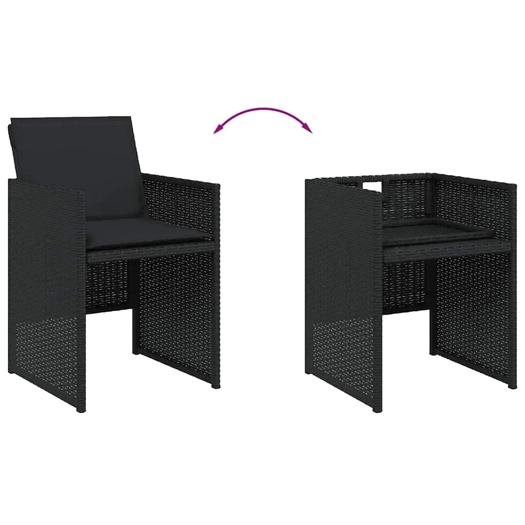 9 Piece Black Poly Rattan Garden Dining Set