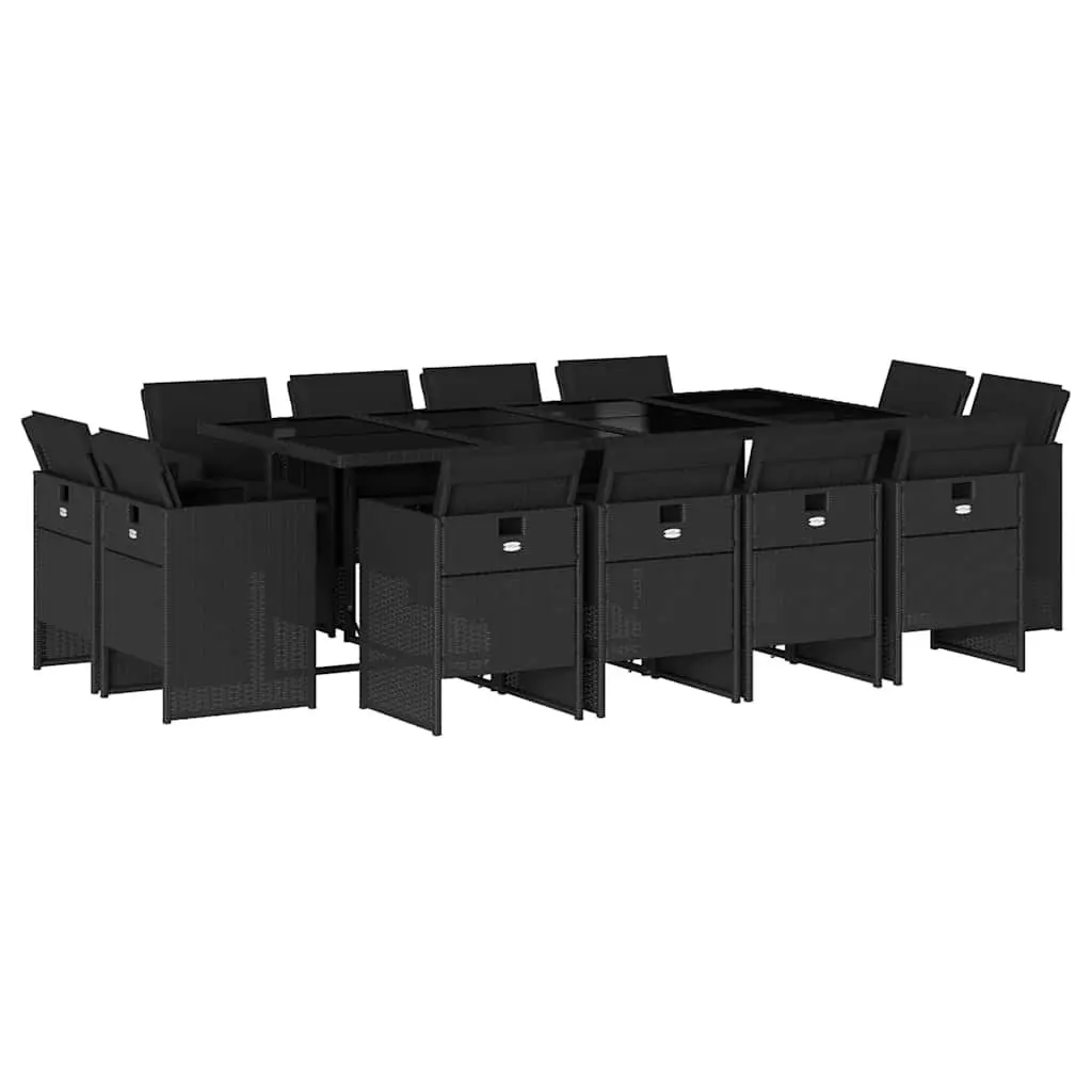 13 Piece Black Poly Rattan Garden Dining Set