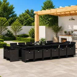 17-Piece Black Outdoor Dining Set for Garden Use