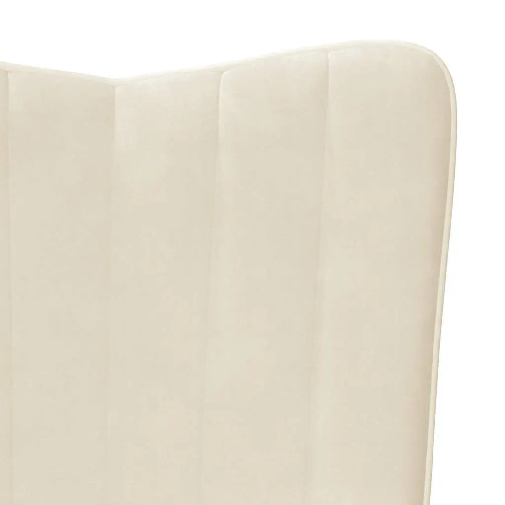 Rocking Chair Velvet White Padded Foam Steel Frame Wooden Rails